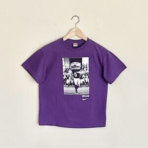 Vintage 90s Nike Team Kansas State Wildcats Willie Mascot Purple T Shirt Kids L